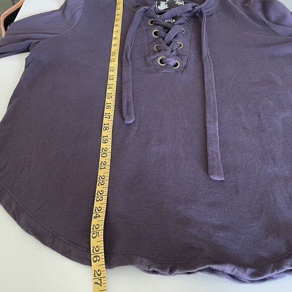 Young Fabulous & Broke Noelle Lace-Up Sweatshirt Purple/Plum Small Cozy Boho - Picture 6 of 8